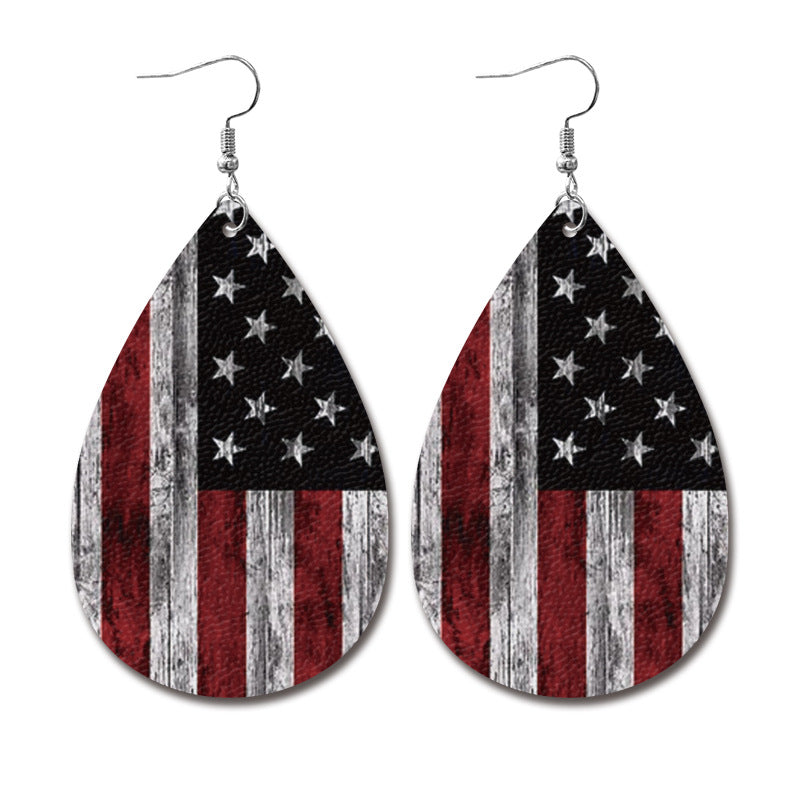 Vintage Cross Flag Leather Earrings - product image 7