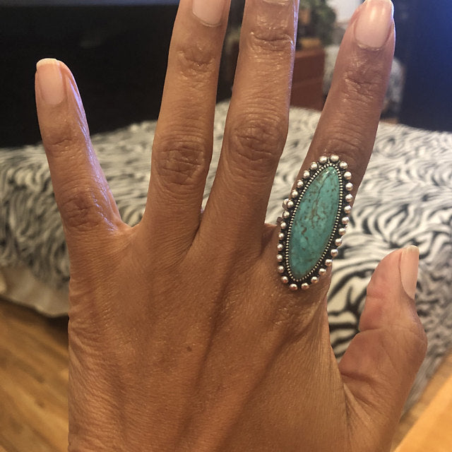 Turquoise Vintage Statement Cross Ring