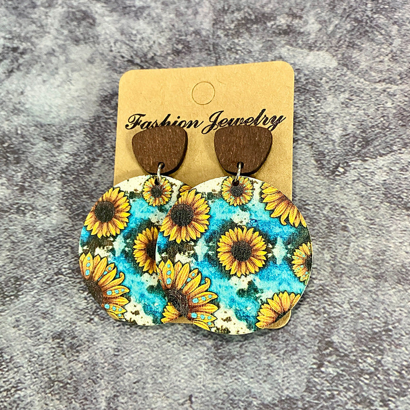Western Boho Floral Cross Wood Earrings - product image 7