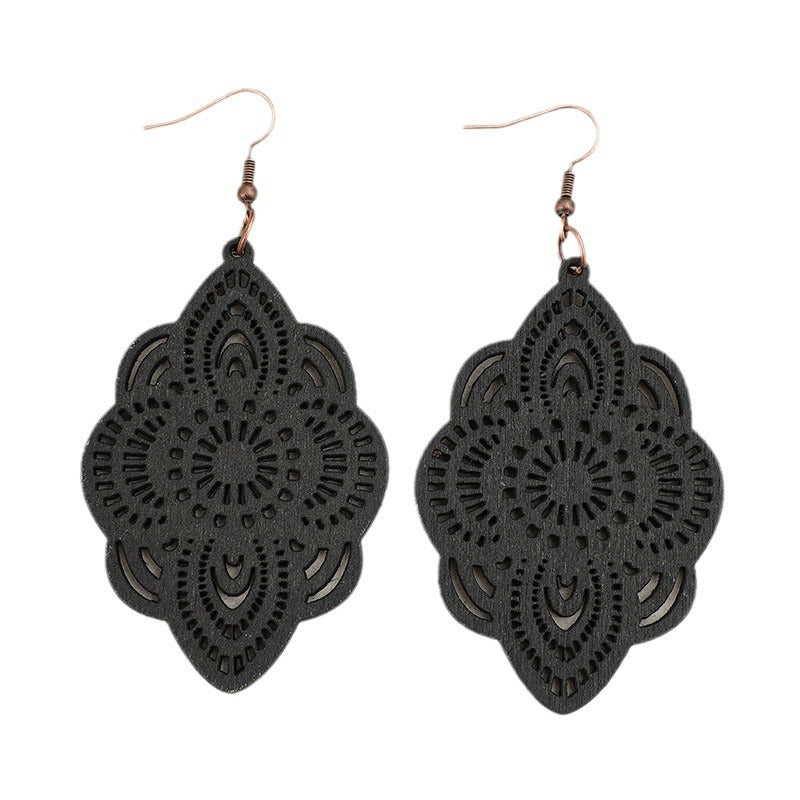 Vintage Floral Cross Wood Earrings - product image 5
