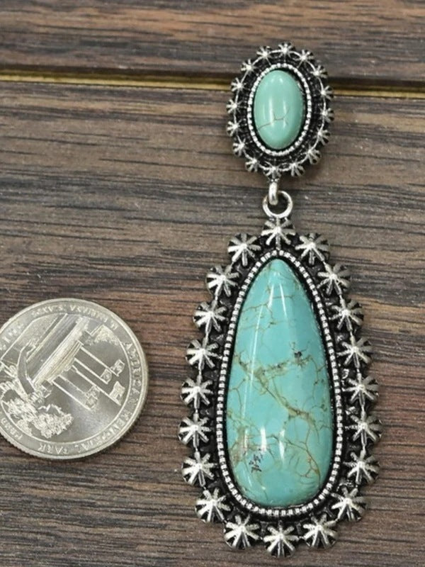 Turquoise Statement Cross Earrings