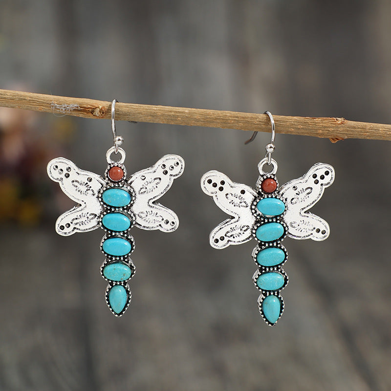 Turquoise Boho Vintage Cross Earrings - product image 1