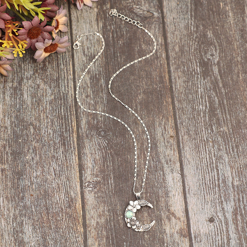 Boho Vintage Floral Moon Cross Necklace - product image 5