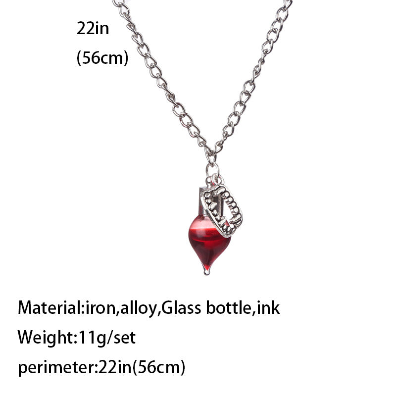 Horror-themed Blood Bottle Necklace Halloween Spider Vampire Bat Accessories - product image 9