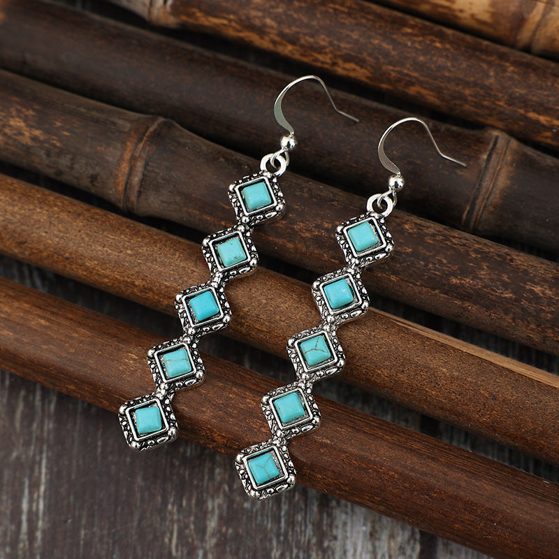 Turquoise Boho Vintage Cross Earrings - product image 4