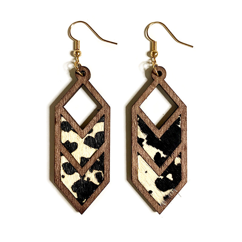 Western Geometric Cross Leather Earrings - product image 5