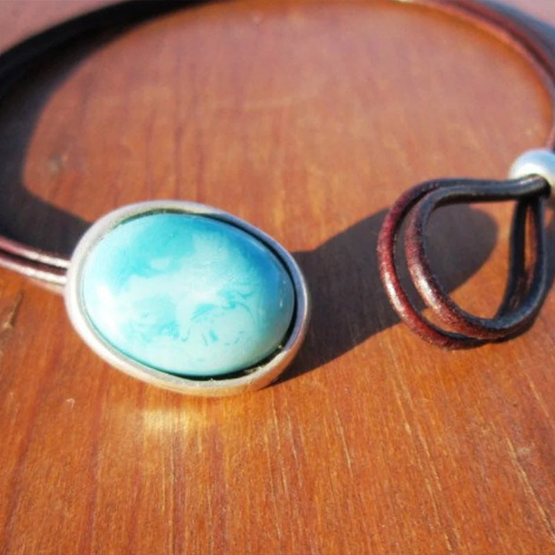 Turquoise Vintage Statement Cross Leather Necklace - product image 7