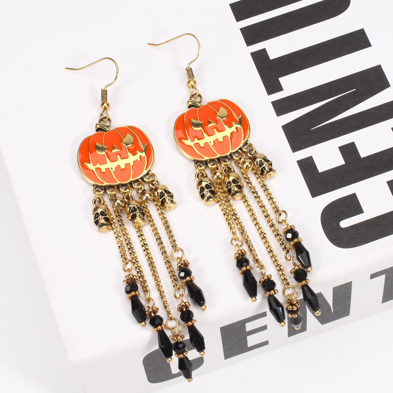 Halloween Earrings Pumpkin Hat Ghost Skull Bat Spider Web Pattern Earrings - product image 26