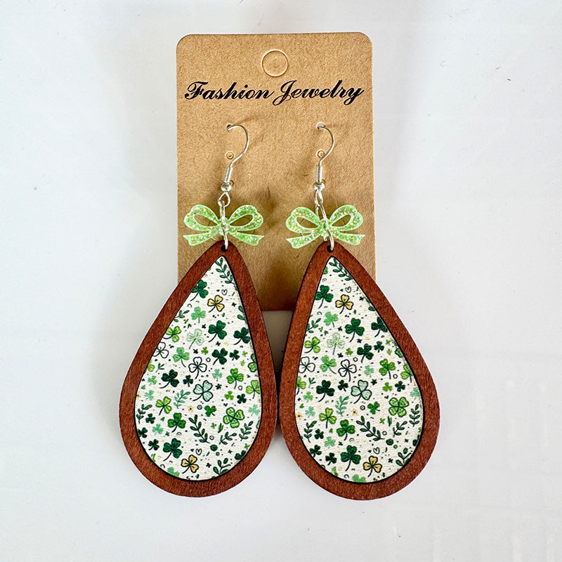 St. Patrick's Day Earrings - Bows - Water Drops - Four-leaf Clovers - Green - product image 6