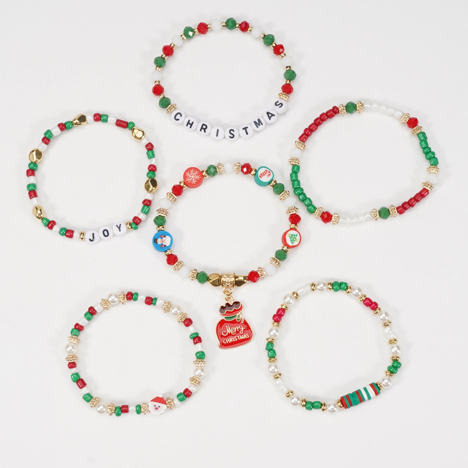 Christmas Bracelet Snowman Handmade Christmas Tree Santa Claus Reindeer