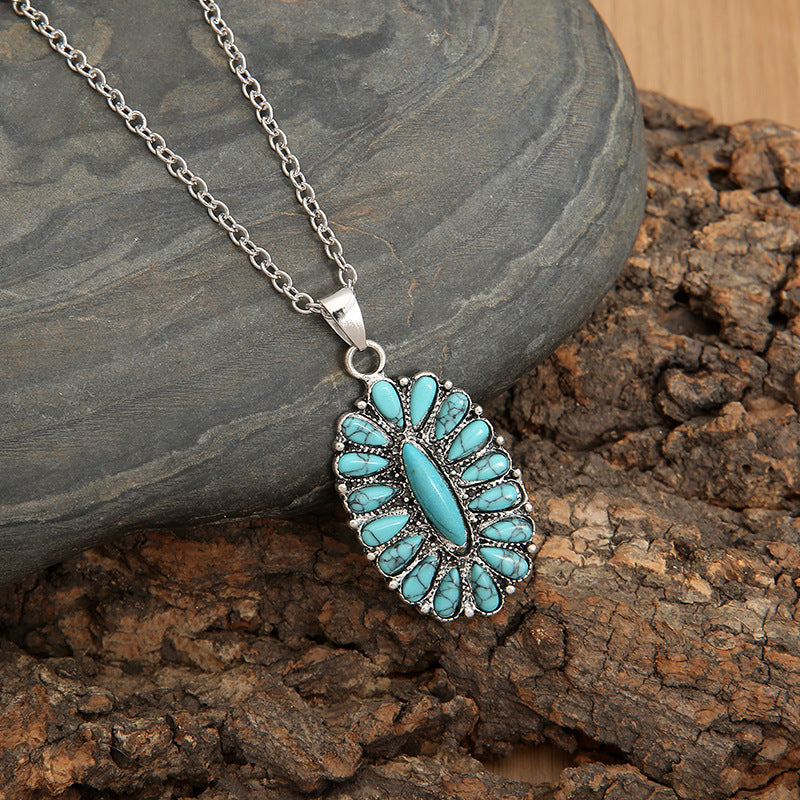 Western Turquoise Vintage Statement Cross Necklace