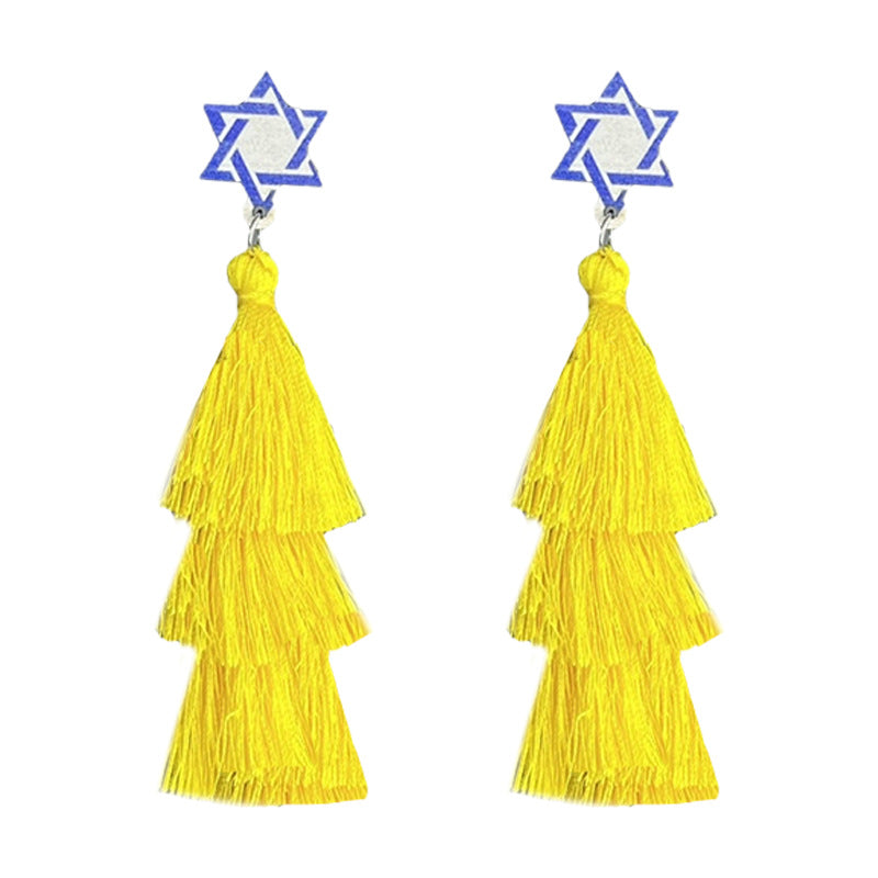 Supplies Hanukkah Holiday Accessories - Multi-layered Tassel Earrings -