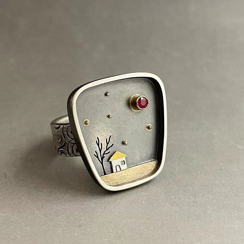 Vintage Geometric Crystal Ring for Women - product image 2