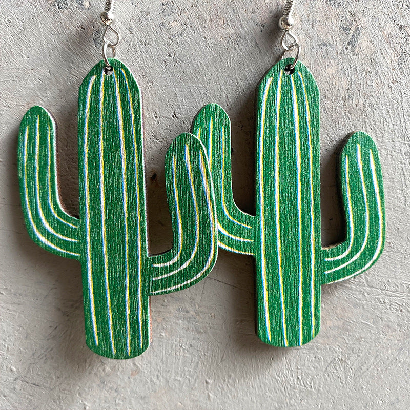 Western Statement Floral Cactus Cross Earrings - product image 2