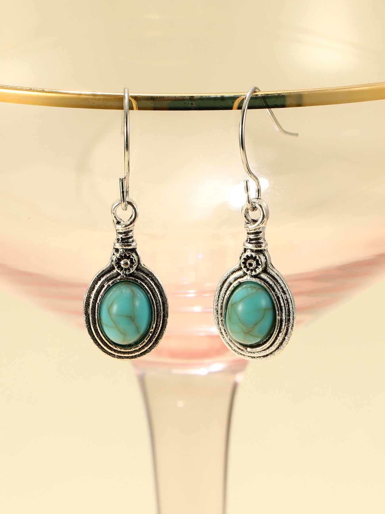Turquoise Vintage Geometric Cross Earrings - product image 11