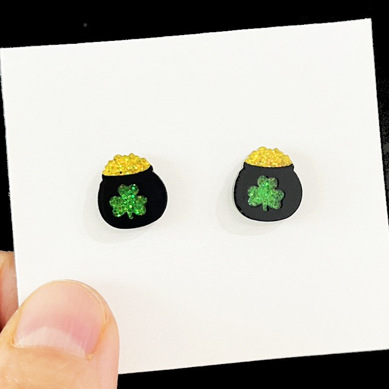 Supply Women's Earrings - Exquisite and Sparkling Green Lucky Clover Rainbow - product image 8