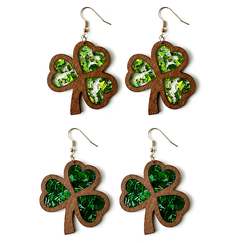 Cross Wood Acrylic Earrings