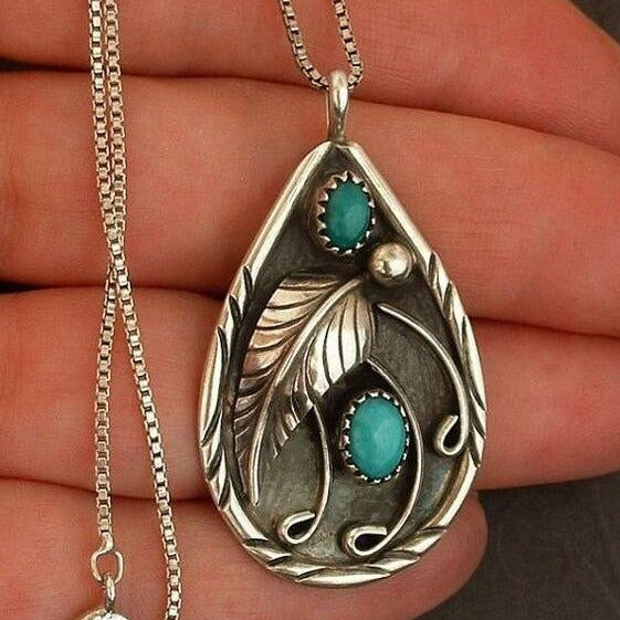 Turquoise Vintage Feather Necklace - product image 1