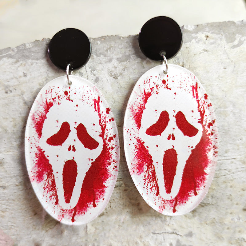 Horror Bloodstain Halloween Earrings Moth Balloon Card Skull Drop Earrings - product image 8