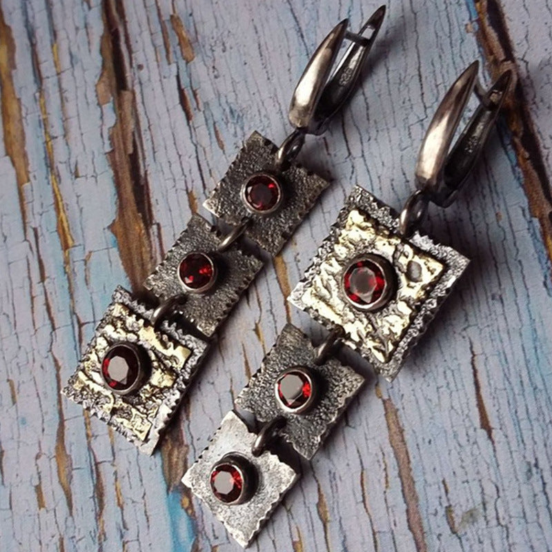 Vintage Geometric Cross Crystal Earrings - product image 2