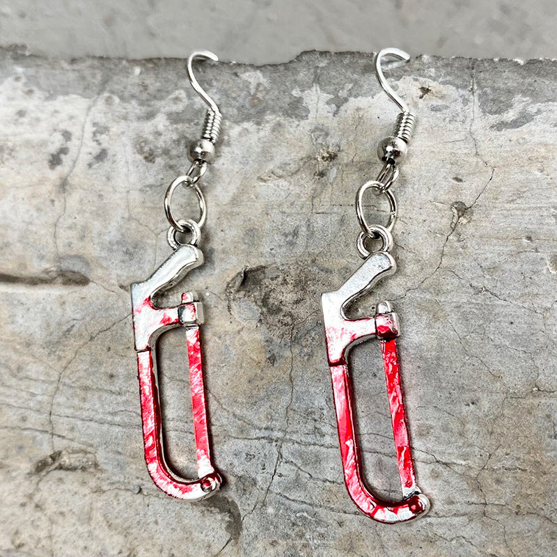 Bloodstained Horror Halloween Earrings Scissors Axe Knife Unique Party - product image 9