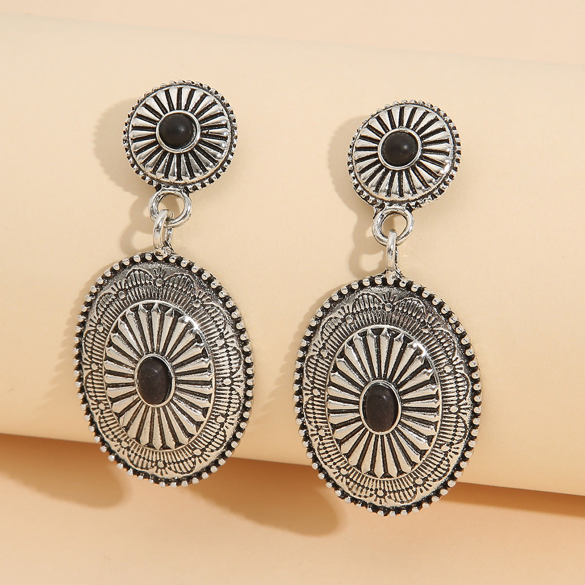 Western Turquoise Vintage Floral Cross Earrings - product image 6