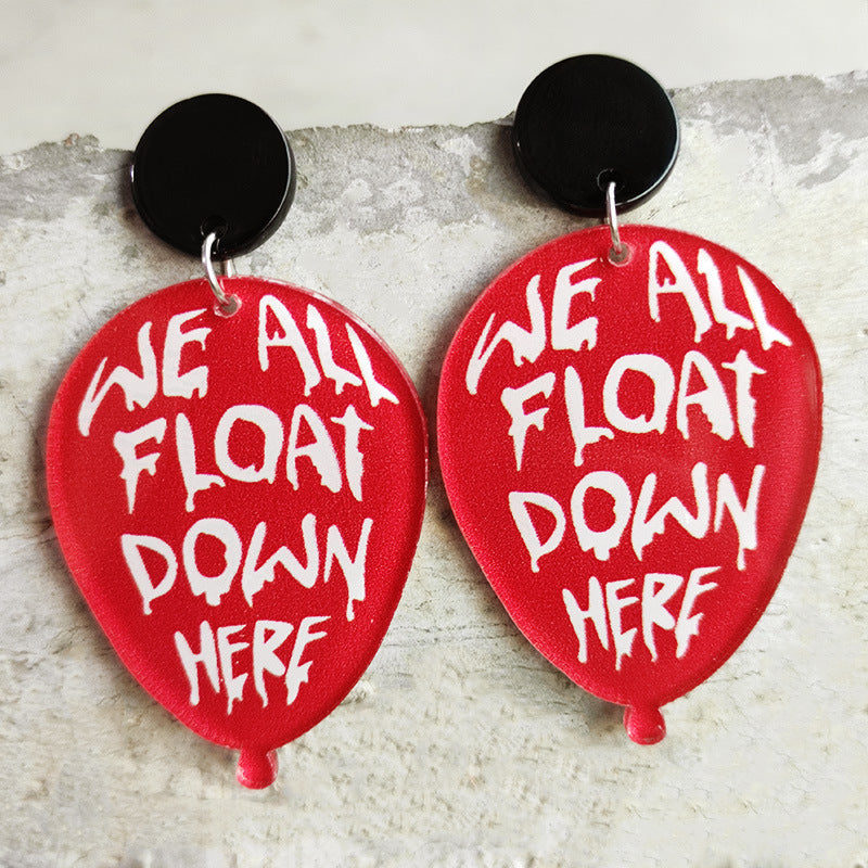 Horror Bloodstain Halloween Earrings Moth Balloon Card Skull Drop Earrings - product image 3