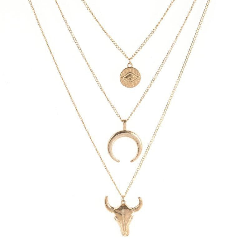 Geometric Cow Skull Cross Necklace - product image 3