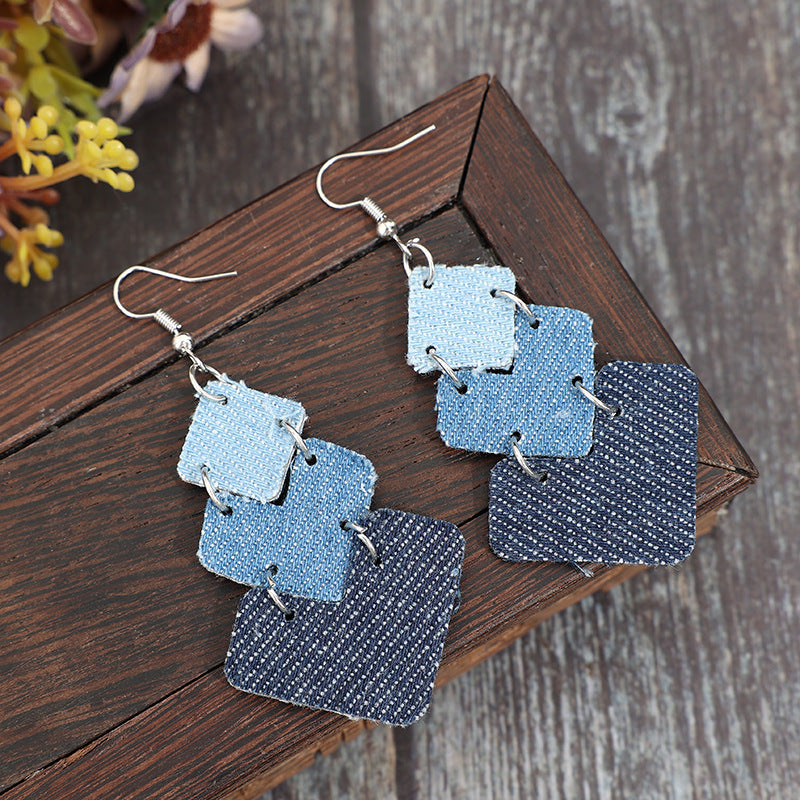 Geometric Cross Leather Earrings for Women - product image 19
