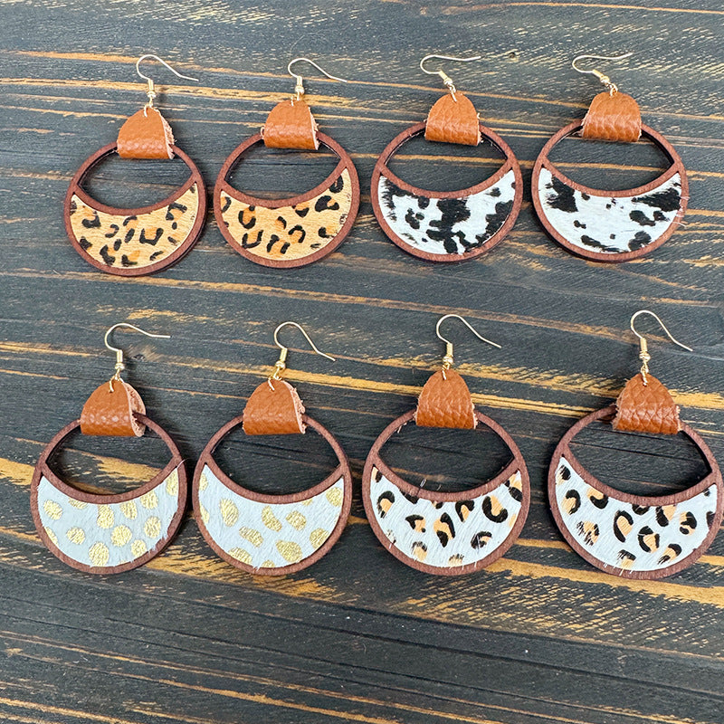 Western Statement Geometric Cross Leather Earrings - product image 1