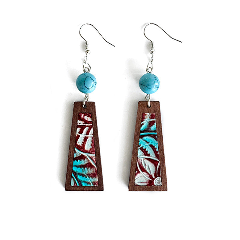 Turquoise Vintage Cross Leather Earrings - product image 5