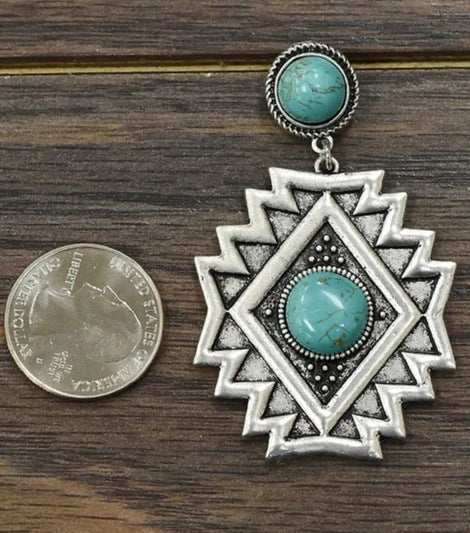 Turquoise Vintage Geometric Cross Earrings - product image 10