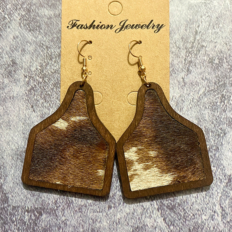 Western Vintage Horse Cross Wood Earrings