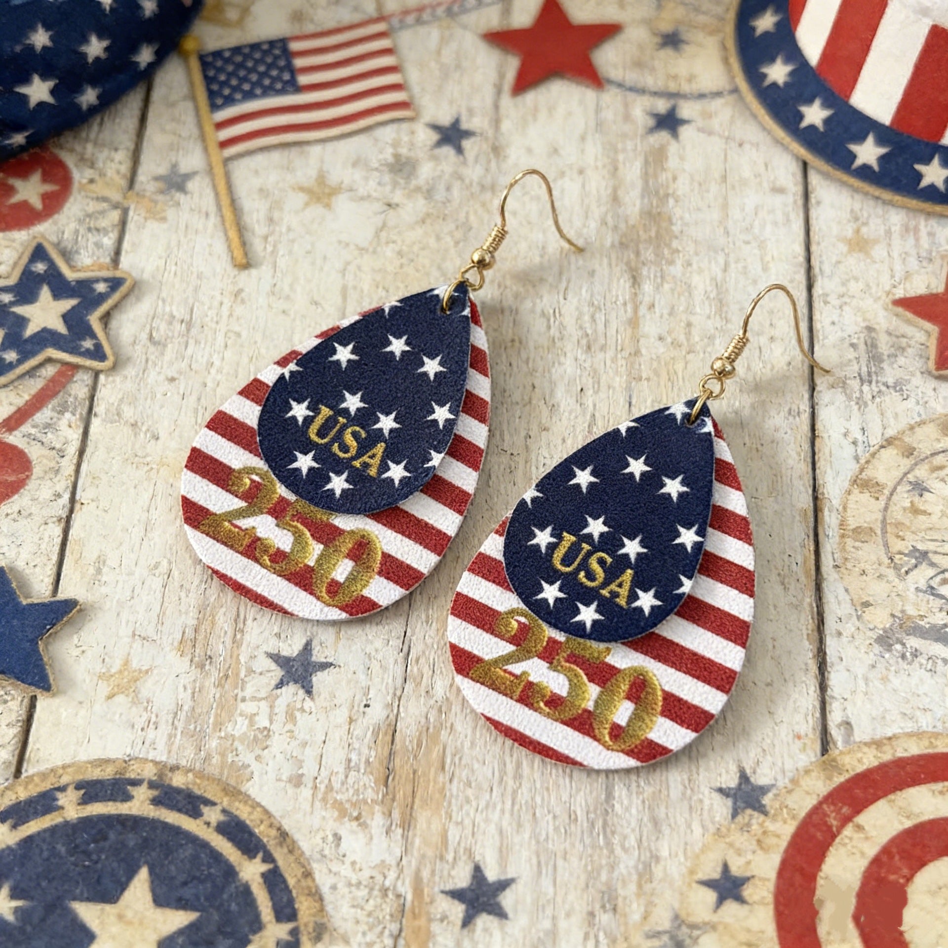 Cross Flag Leather Earrings