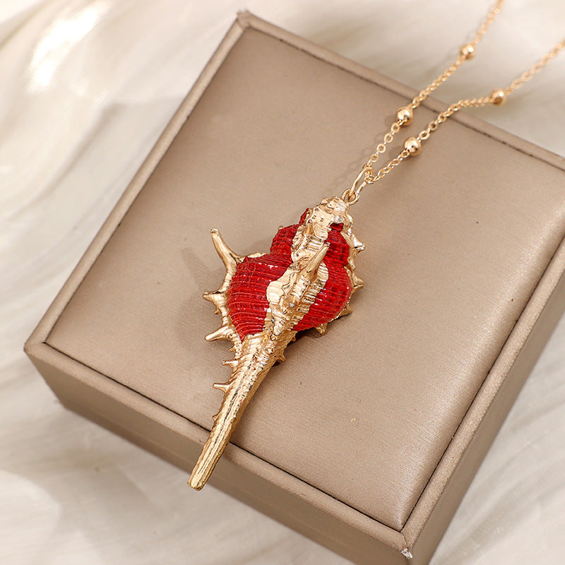 2019aliexpress : Ocean‑style Necklace with Gold‑trimmed Seashells and Conch - product image 31