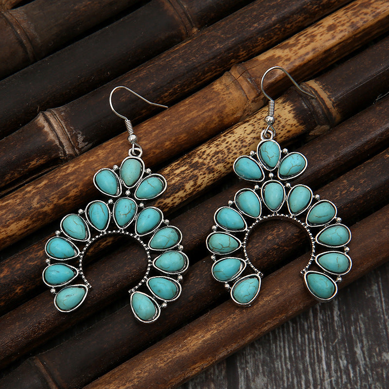 Turquoise Boho Vintage Cross Earrings for Women - product image 3
