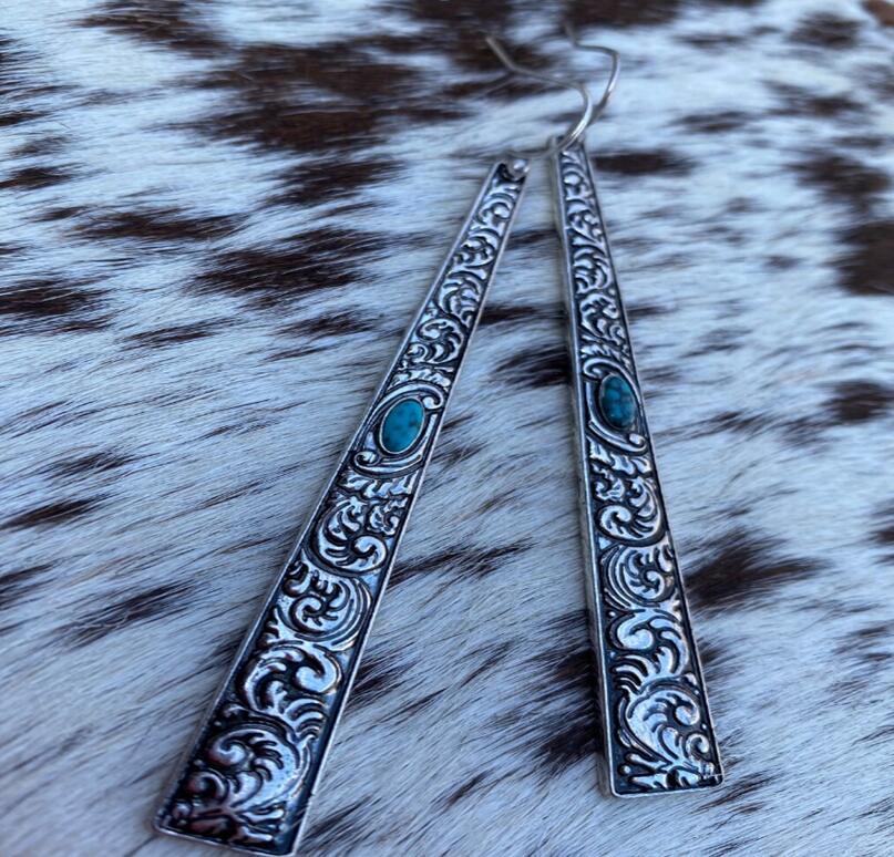 Turquoise Vintage Statement Cross Earrings