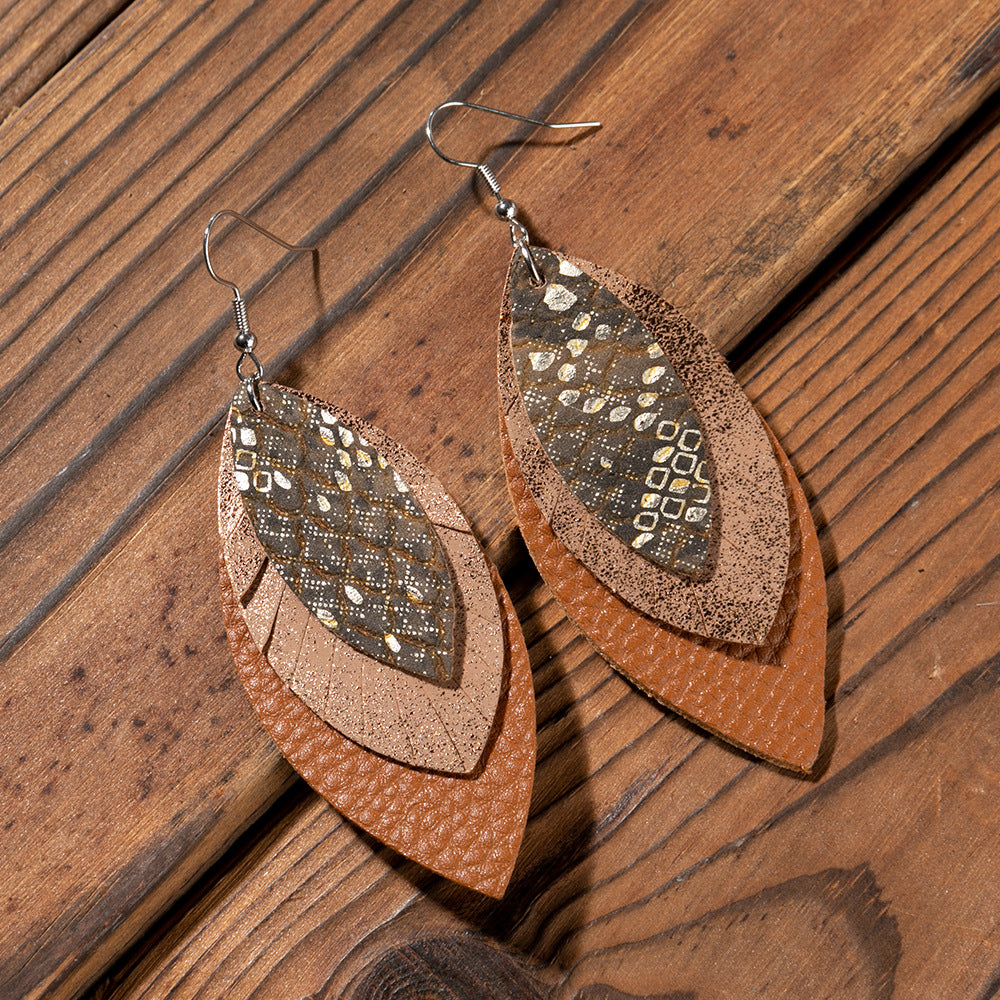 Cross Leather Earrings