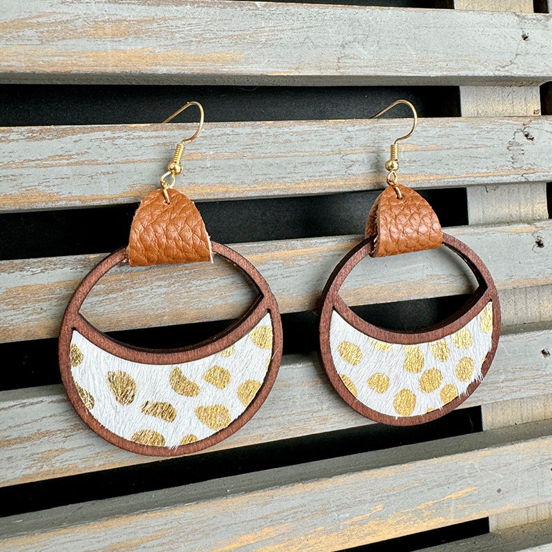 Western Statement Geometric Cross Leather Earrings - product image 12