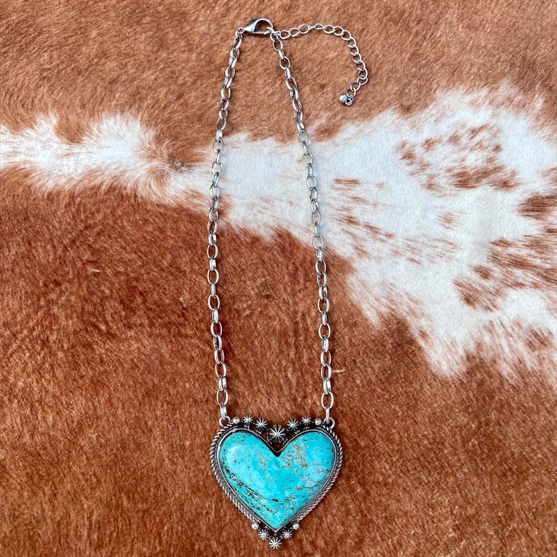 Western Turquoise Statement Heart Necklace - product image 4