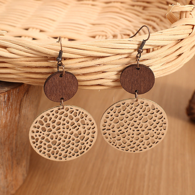 Boho Vintage Cross Wood Leather Earrings - product image 22