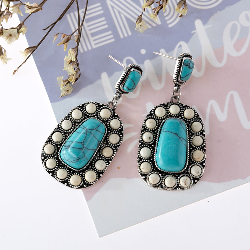 Turquoise Statement Cross Earrings - product image 3