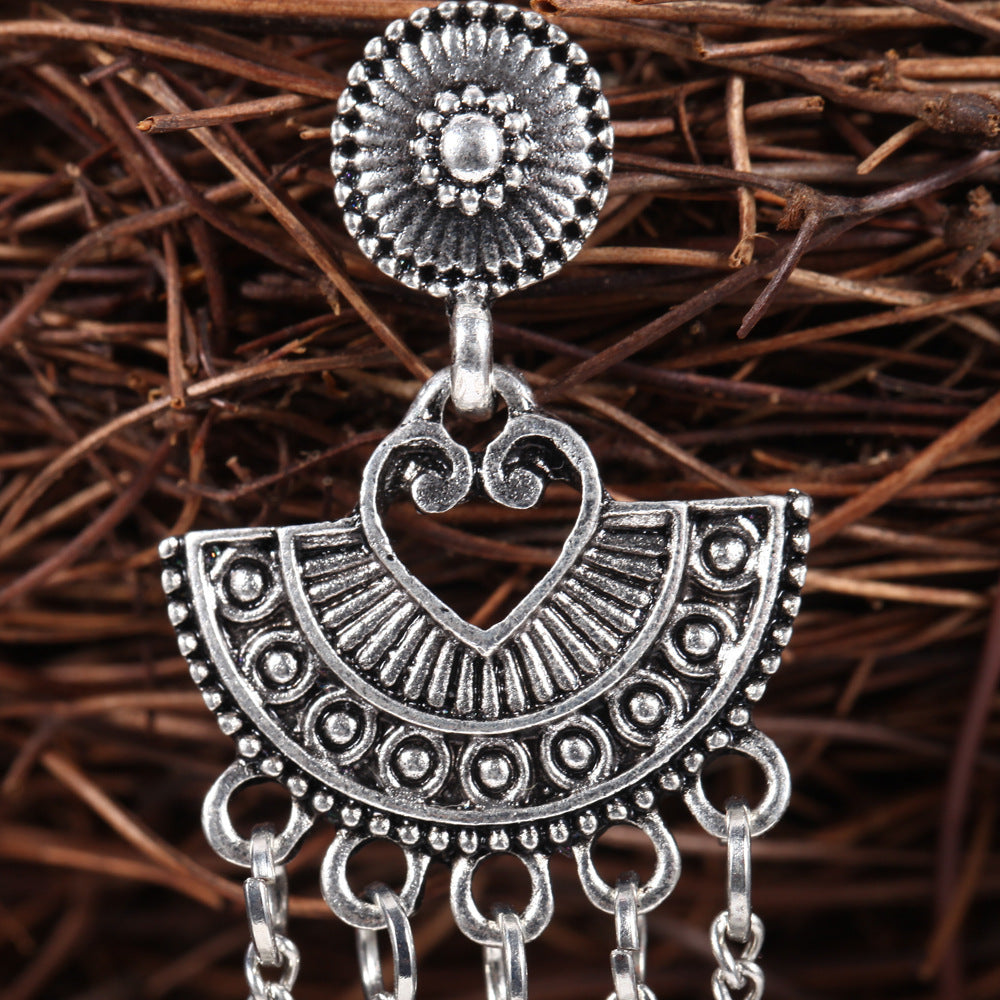 Boho Vintage Heart Cross Earrings