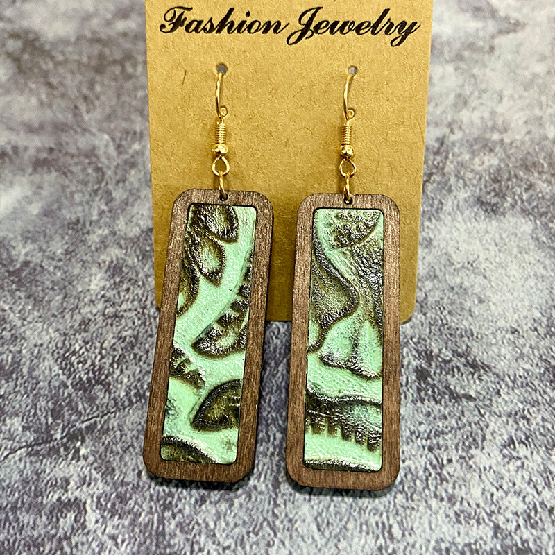 Western Vintage Geometric Cross Leather Earrings - product image 13