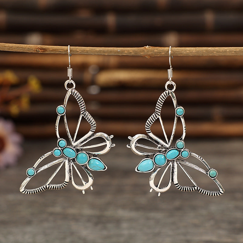 Turquoise Vintage Butterfly Earrings - product image 2