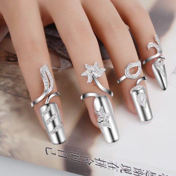 Personalized Fashion Creative Open Design Women's Ring-shaped Nail Rings with