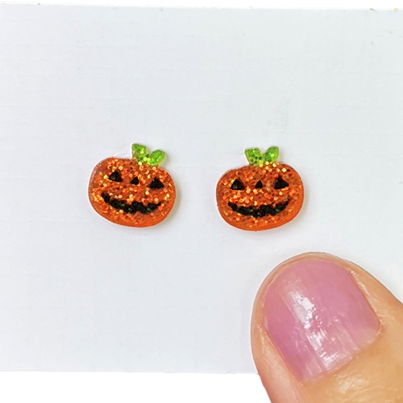 Halloween Cute Mini Sparkling Exquisite Small Earrings Cute Ghost Candy