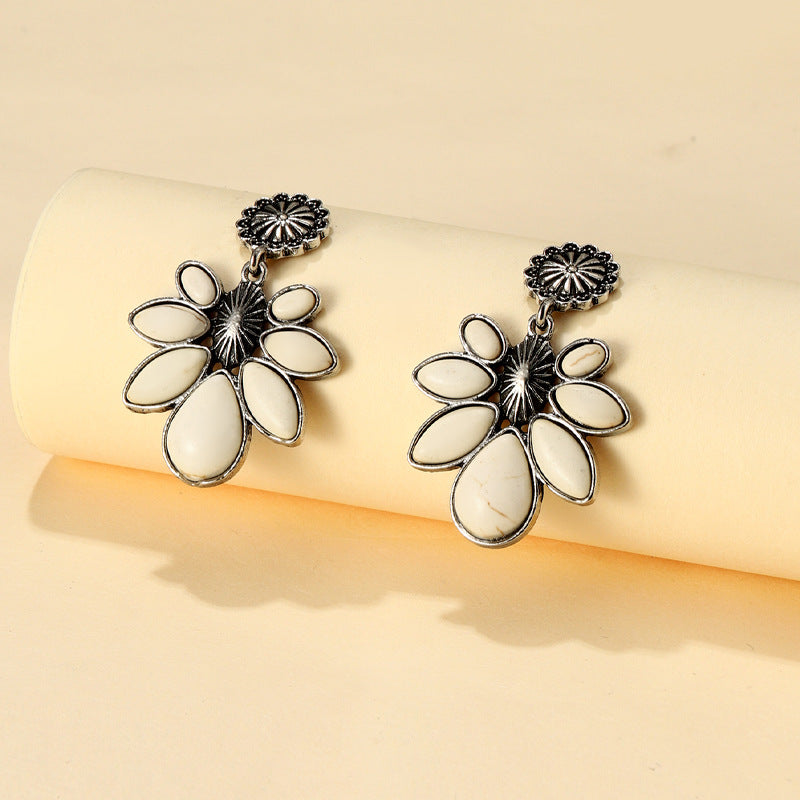 Turquoise Boho Vintage Floral Cross Earrings - product image 7