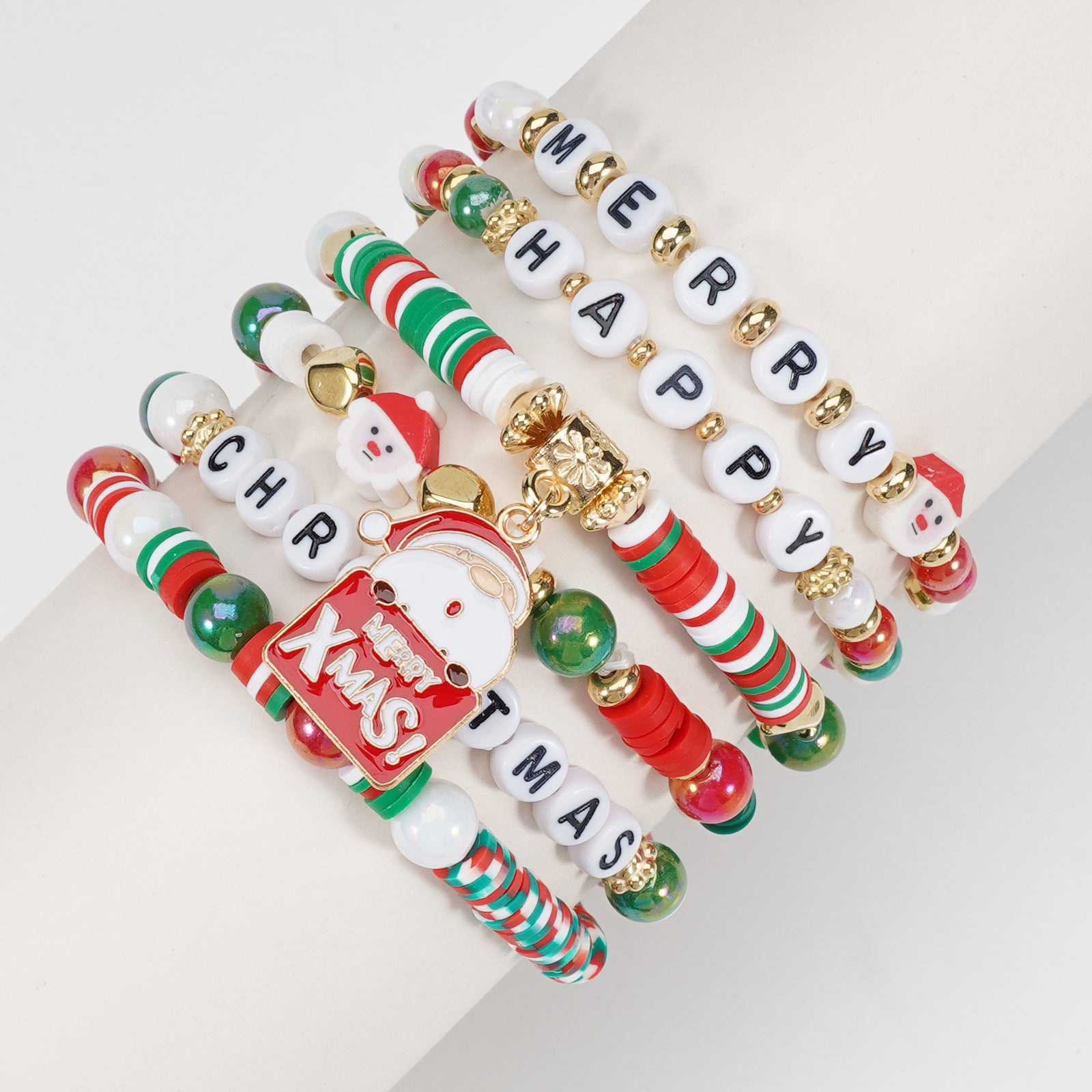 Christmas Bracelet Snowman Handmade Christmas Tree Santa Claus Reindeer