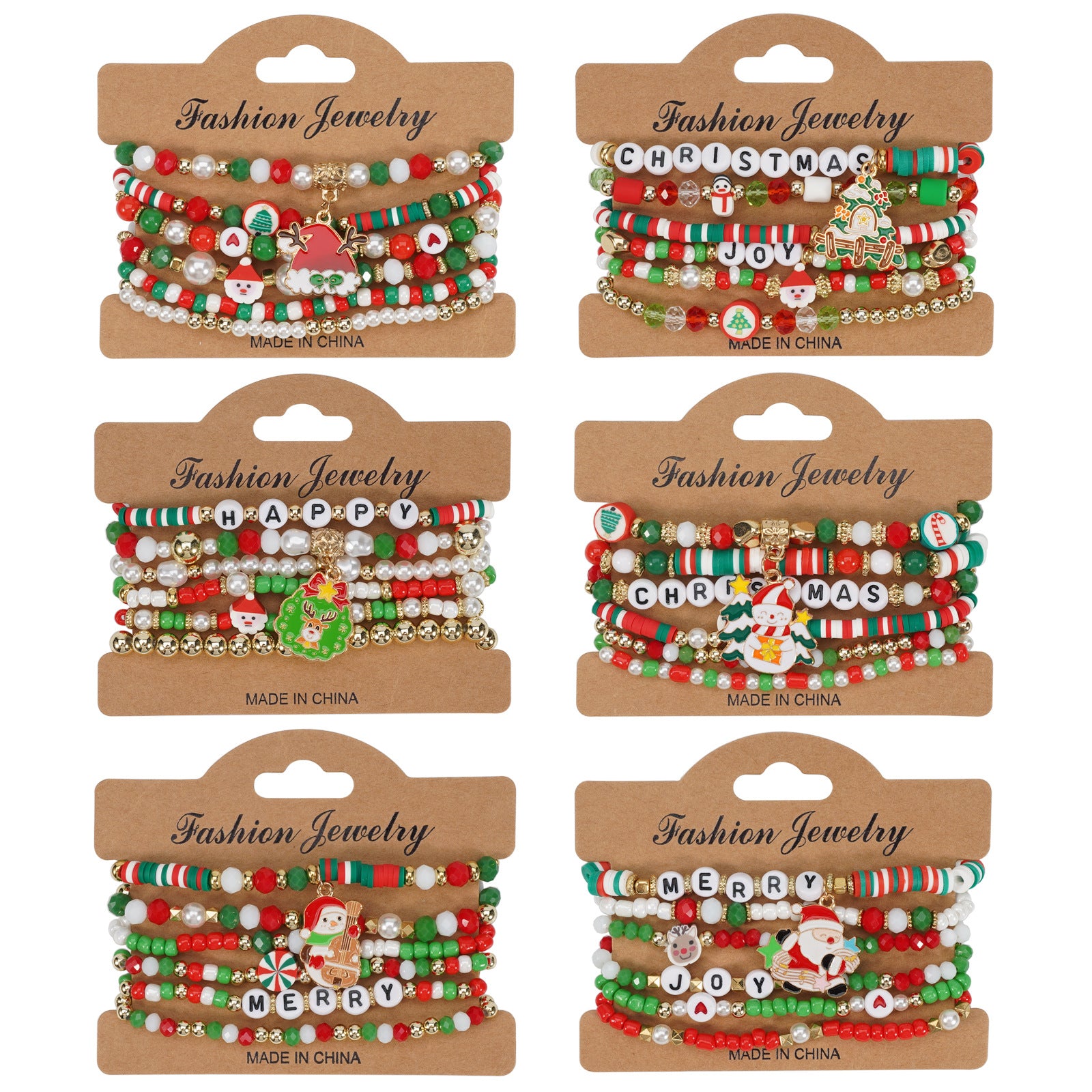 Christmas Bracelet Set Holiday Accessories Snowman Santa Claus Reindeer - product image 1